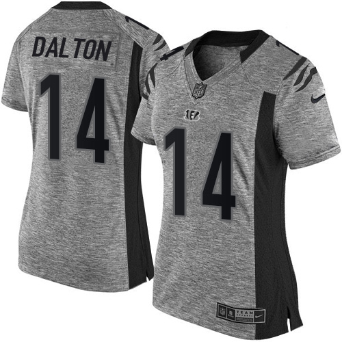 Women's Elite Andy Dalton Nike Jersey Gray - #14 Gridiron NFL Cincinnati Bengals